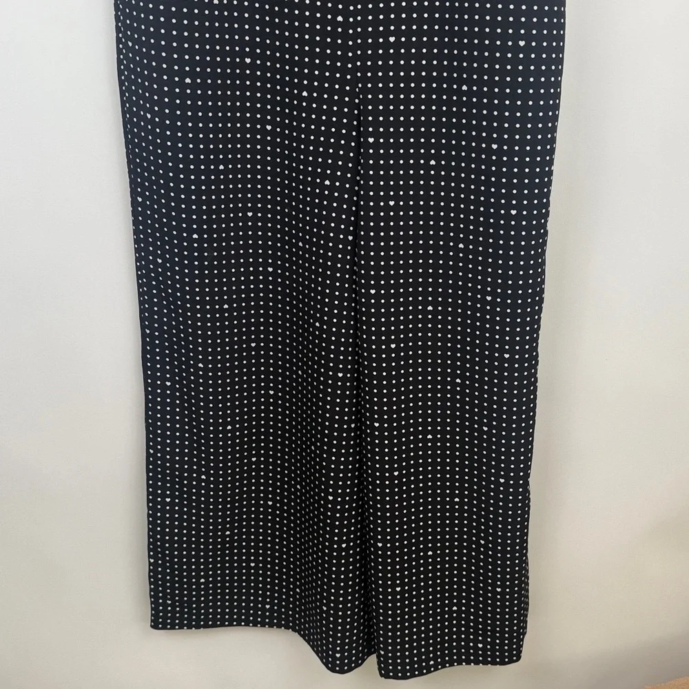Karl Lagerfeld Paris Black White Polka Dot Hearts Wide Leg Sleeveless Jumpsuit 6